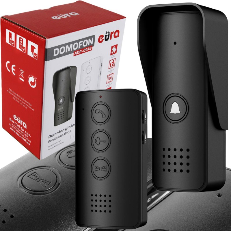 Domofon EURA ADP-09A3 czarny, głośnomówiący 1 a00984ecf52287b9d0d5bf2f7d2118af