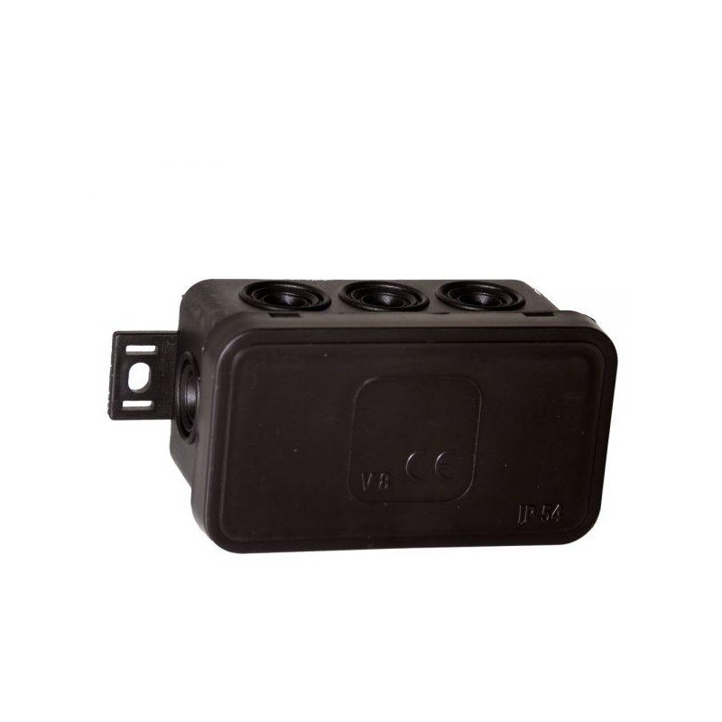 Puszka natynkowa pusta 8 wlotów VIPLAST V8 klik CZARNA IP54 80x45x41mm 038-05 1 4579070575a050155d38e3568526a0c3