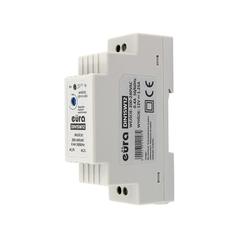 ZASILACZ DIN ''EURA'' DIN15W12 12V 1,25 A DC 1 b01bd31f207ff7f895355815a1958b81