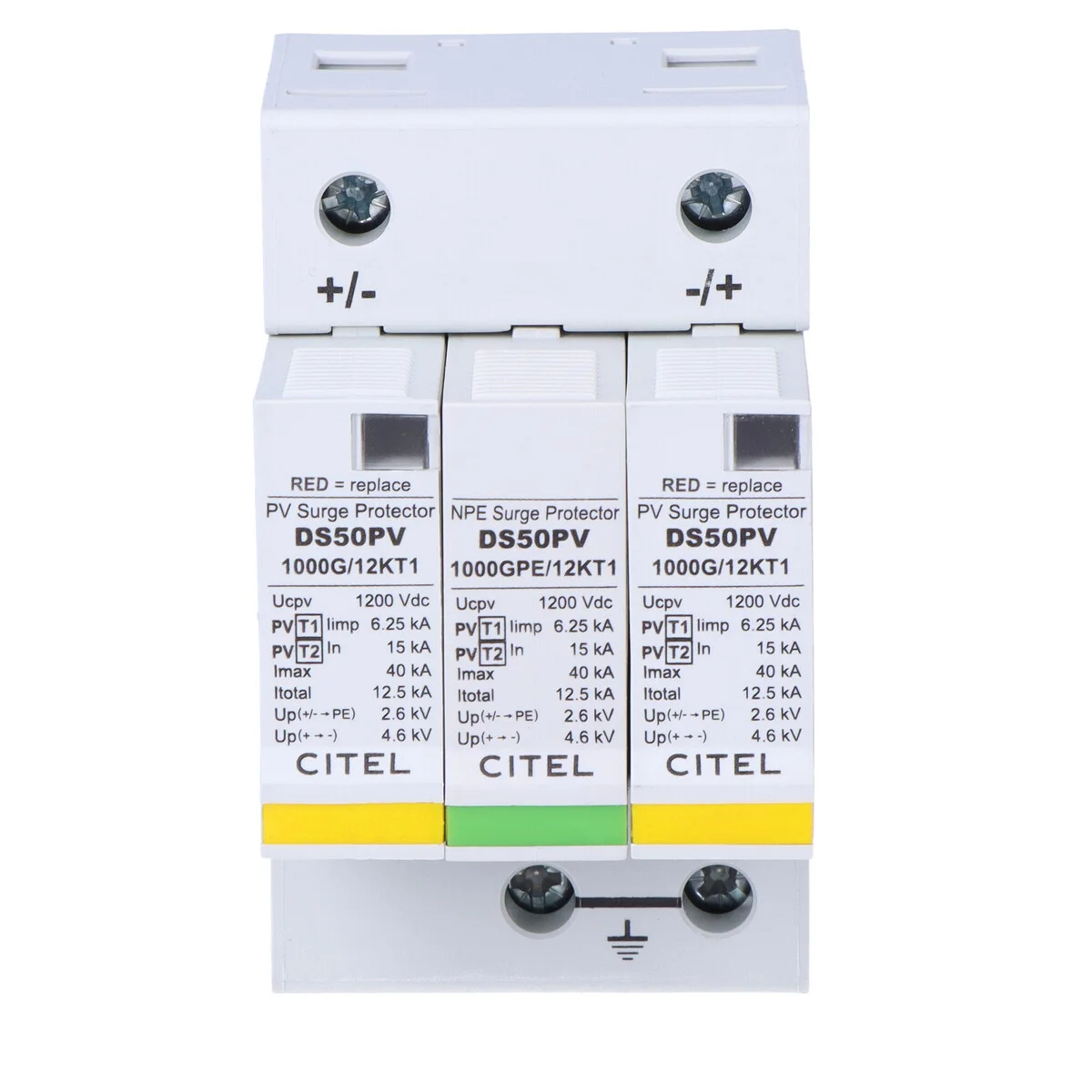 Ogranicznik przepięć typ 1+2 (BC) 12,5kA 2p+GDS50PV-1000G/12KT1 3 d1b403e7f541242e7822acfd8fc1c642