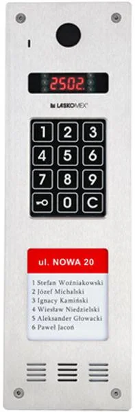 Laskomex CP-2533NR-040 Wąski panel audio pionowy, ze stali nierdzewnej, z czytnikiem RFID i DŁUŻSZĄ listą lokatorów (kompatybilny z modułem KAM3-1) 1 75639f5ebcc71d75854097903cb5bbe0