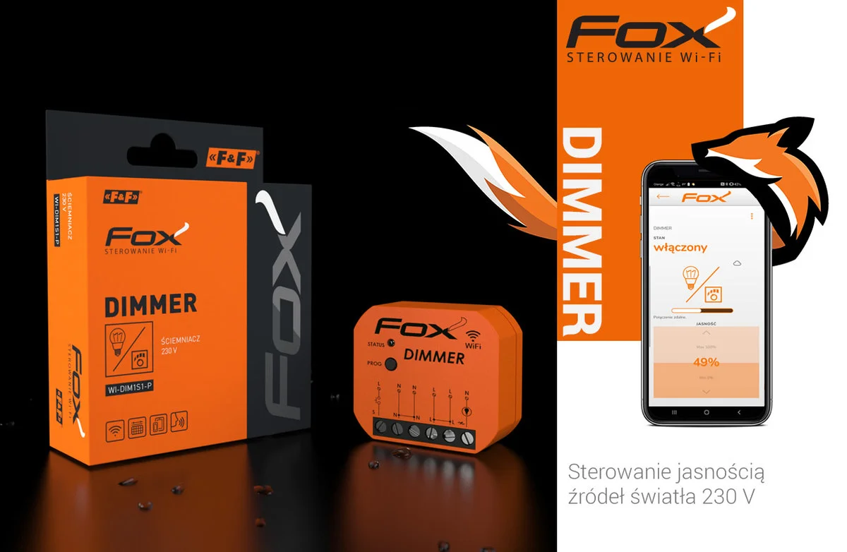 Ściemniacz oświetlenia Wi-Fi 230V DIMMER FOX 4 986203f732040584c90e3dc269c1ff93