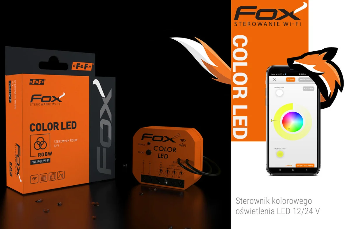 Sterownik oświetlenia kolorowego (RGBW) LED 12/24V Wi-Fi Color LED FOX 4 826bdf00e33a905d9d9ac38383fee683